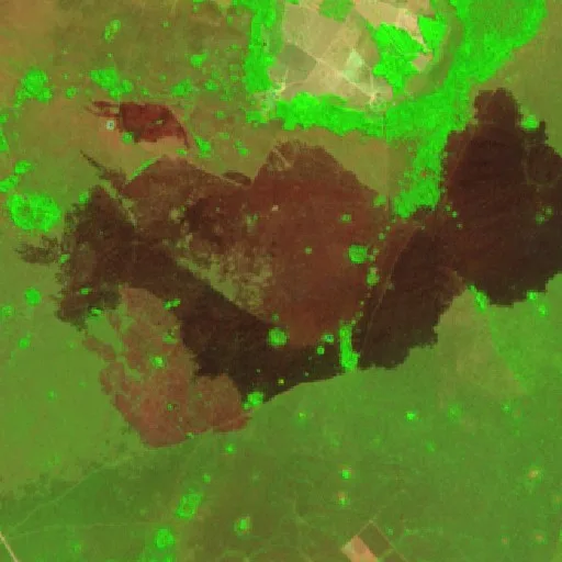 Incendio cerca de Santa Terezinha (22 ago) — Sentinel-2 SWIR