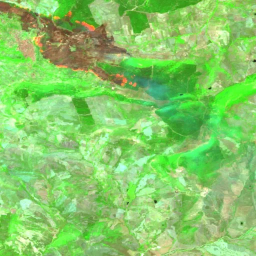 Wildfire near Santo Stefano Quisquina — Sentinel-2 SWIR (fuego)