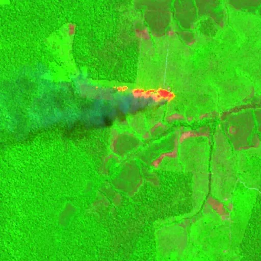 Wildfire near São Francisco (Aug 16) — Sentinel-2 SWIR (fuego)