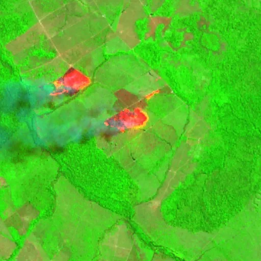 Incendio cerca de São Francisco — Sentinel-2 SWIR (fuego)