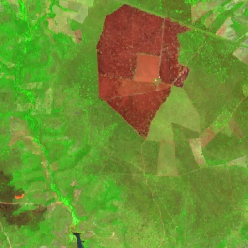 Wildfire near São João dos Patos (Oct 7) — Sentinel-2 SWIR