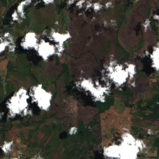 Wildfire near São Pedro (Sep 1) — Sentinel-2 true color