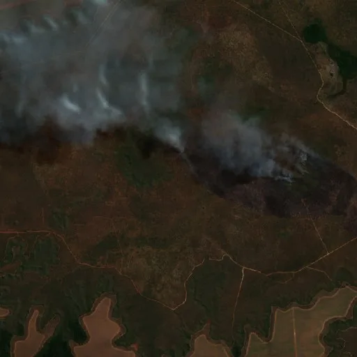 Wildfire near São Raimundo das Mangabeiras (Aug 14) — Sentinel-2 true color