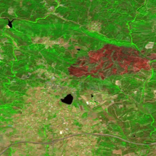 Wildfire near Sardoal — Sentinel-2 SWIR (fuego)