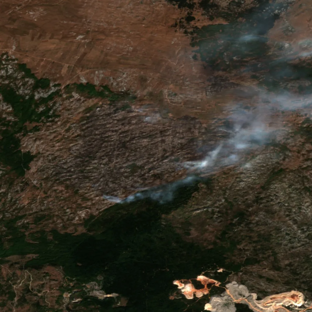 Wildfire near Šavnik — Sentinel-2 true color
