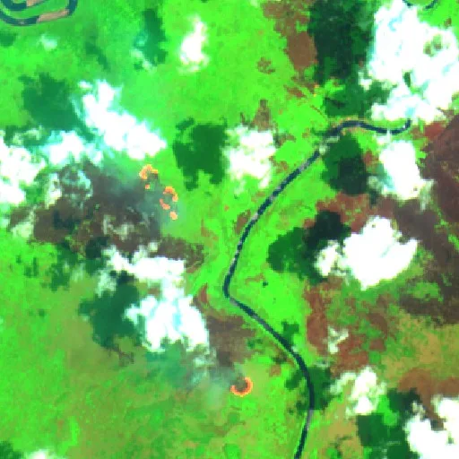 Wildfire near Sebulu — Sentinel-2 SWIR (fuego)