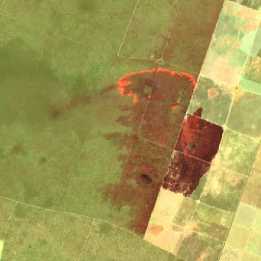 Wildfire near Serra Dourada (Oct 21) — Sentinel-2 SWIR (fuego)