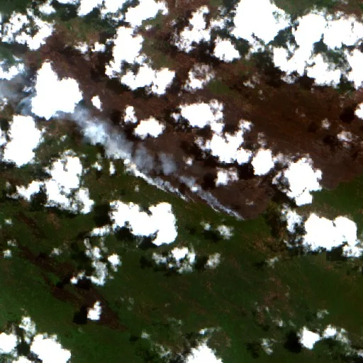 Wildfire near Seruyan — Sentinel-2 true color