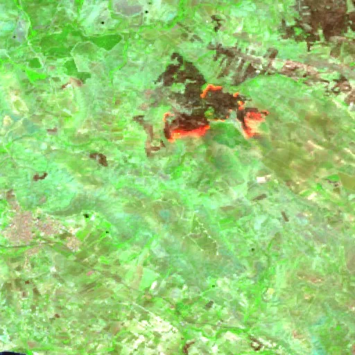 Incendio cerca de Siculiana — Sentinel-2 SWIR (fuego)