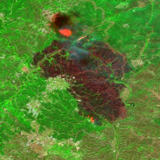 Incendio cerca de Sobreira Formosa e Alvito da Beira — Sentinel-2 SWIR (fuego)