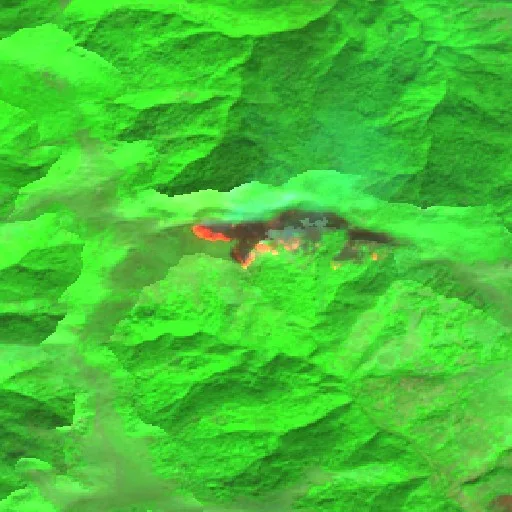 Wildfire near Štrpce — Sentinel-2 SWIR (fuego)