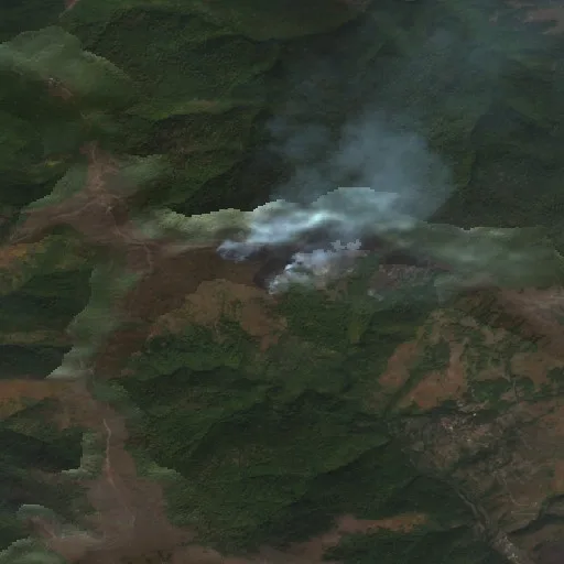 Wildfire near Štrpce — Sentinel-2 true color