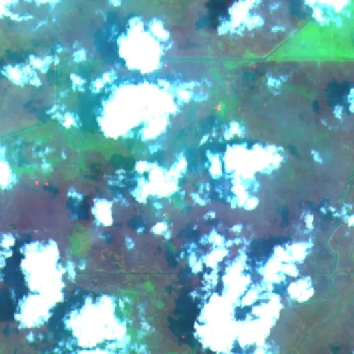Wildfire near Sungaigerong (Oct 7 · NE) — Sentinel-2 SWIR (fuego)