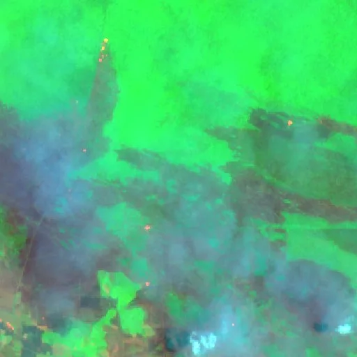 Wildfire near Sungaigerong (Sep 29 · S) — Sentinel-2 SWIR (fuego)