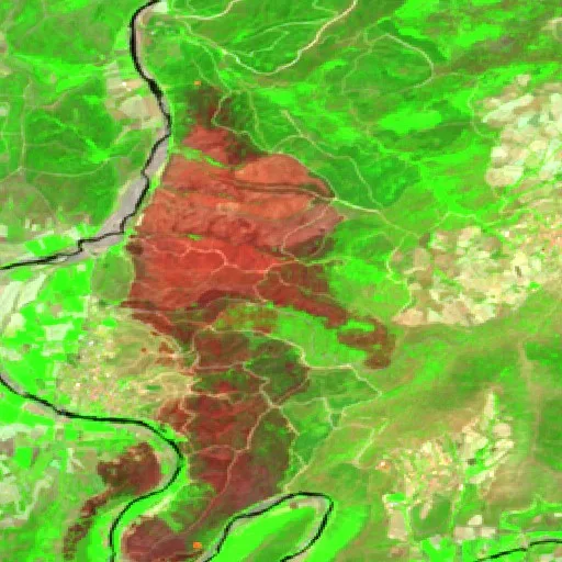 Wildfire near Susurluk — Sentinel-2 SWIR (fuego)