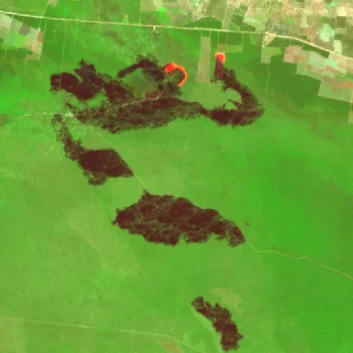 Wildfire near Tabocas do Brejo Velho (Sep 21) — Sentinel-2 SWIR (fuego)