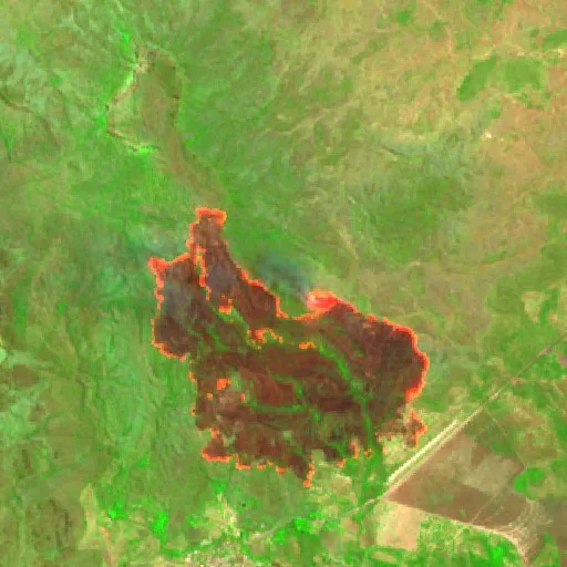 Wildfire near Taipas do Tocantins — Sentinel-2 SWIR (fuego)