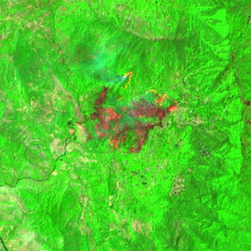 Wildfire near Tangratte — Sentinel-2 SWIR (fuego)