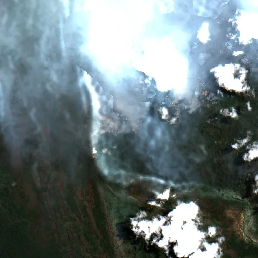 Incendio cerca de Tanusan — Sentinel-2 true color