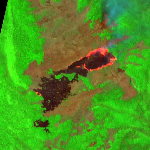 Wildfire near Tari — Sentinel-2 SWIR (fuego)