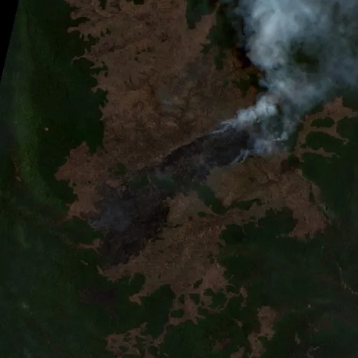 Wildfire near Tari — Sentinel-2 true color