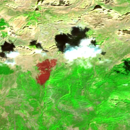 Incendio cerca de Tizi-n-Tleta — Sentinel-2 SWIR (fuego)