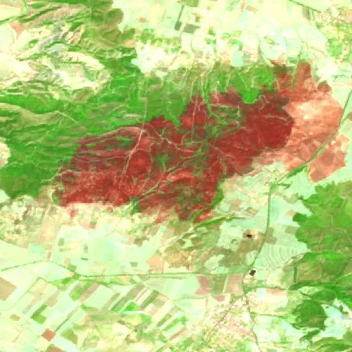 Wildfire near سيدي خيار — Sentinel-2 SWIR (fuego)