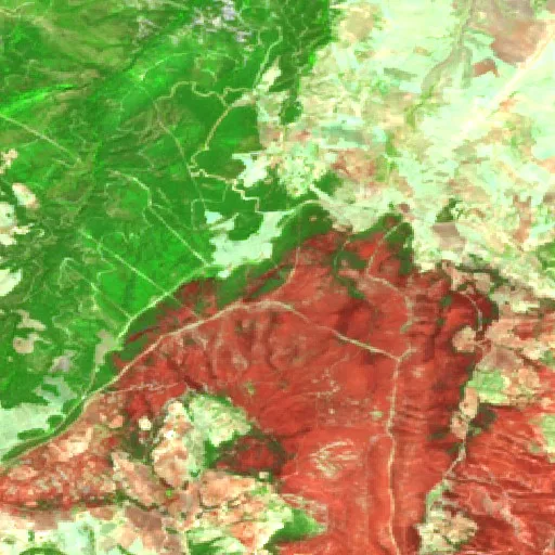 Incendio cerca de جرادو (24 jul · NE) — Sentinel-2 SWIR (fuego)