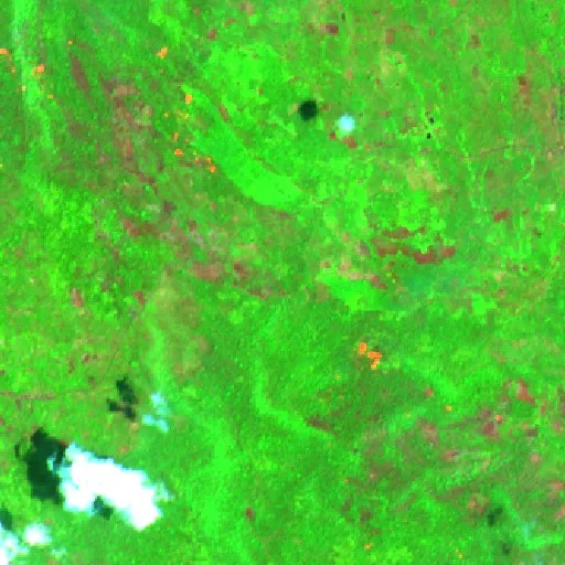 Wildfire near Tobelo — Sentinel-2 SWIR (fuego)