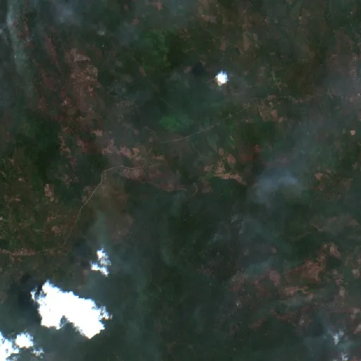 Wildfire near Tobelo — Sentinel-2 true color