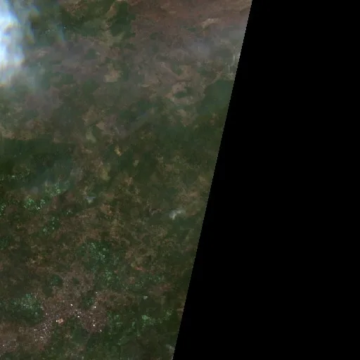 Wildfire near Tombatu — Sentinel-2 true color