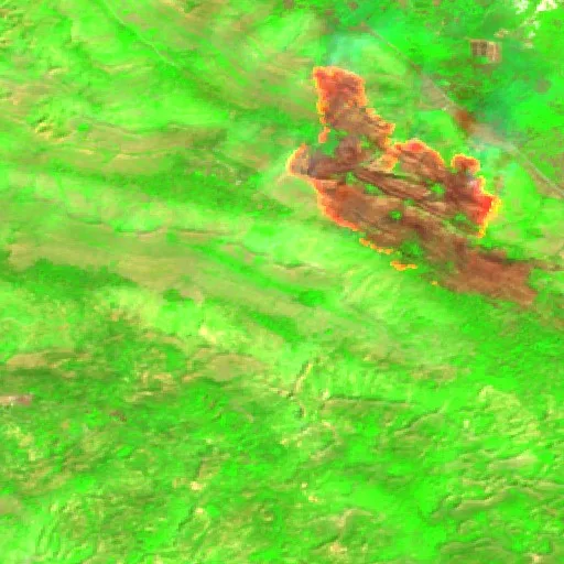 Incendio cerca de Trebinje (21 ago) — Sentinel-2 SWIR (fuego)