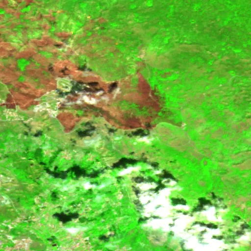 Incendio cerca de Trebinje (22 ago) — Sentinel-2 SWIR (fuego)