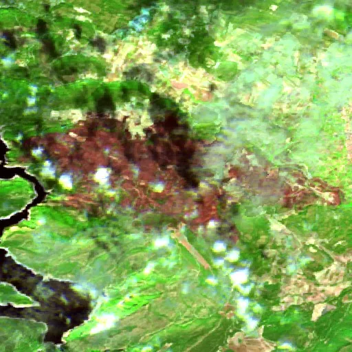 Wildfire near Tuéjar (Sep 15 #2) — Sentinel-2 SWIR (fuego)