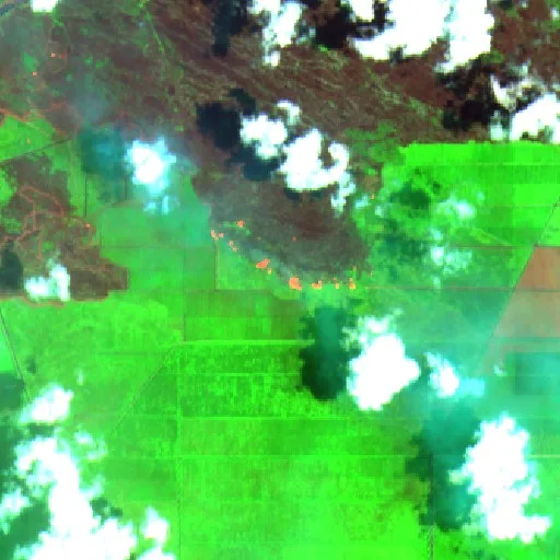 Incendio cerca de Tulung Selapan (5 oct · S) — Sentinel-2 SWIR (fuego)