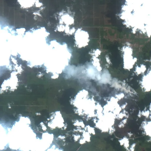 Wildfire near Tulung Selapan (Oct 2 · E) — Sentinel-2 true color