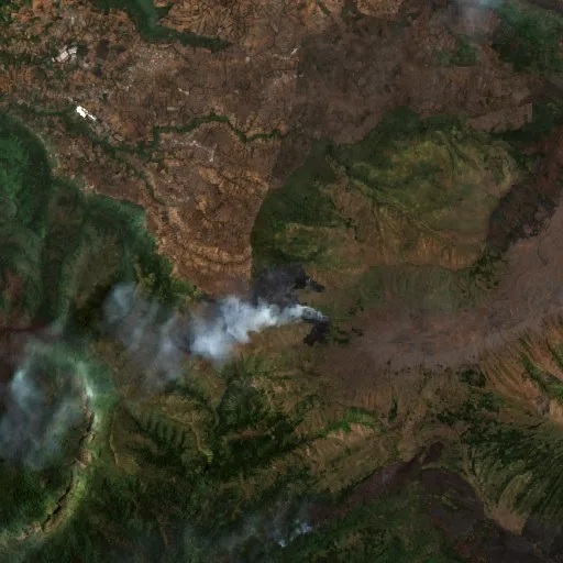 Wildfire near Tumpang — Sentinel-2 true color