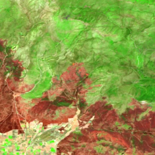 Wildfire near Porto Germeno — Sentinel-2 SWIR (fuego)