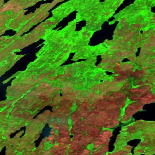 Incendio cerca de Unorganized Division No. 18 (Jun 23) — Sentinel-2 SWIR (fuego)