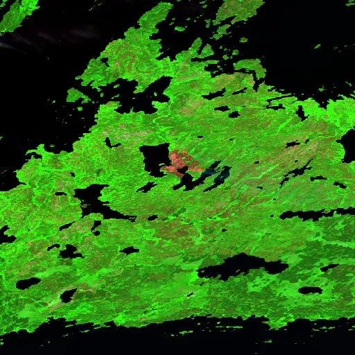 Wildfire near Unorganized Division No. 18 (Jul 6) — Sentinel-2 SWIR (fuego)