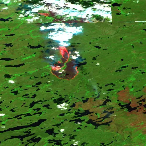 Incendio cerca de Unorganized Division No. 18 (Jun 25) — Sentinel-2 SWIR (fuego)