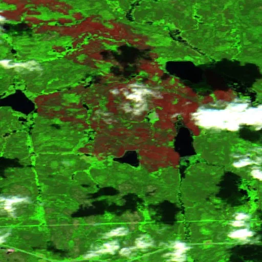 Wildfire near Wapawsik — Sentinel-2 SWIR (fuego)