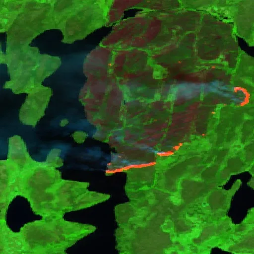 Wildfire near Hughes Lake (Jun 25) — Sentinel-2 SWIR (fuego)