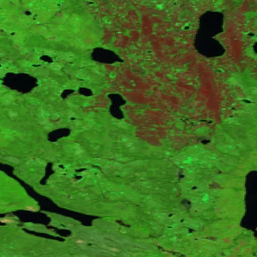 Wildfire near North Knife Lake (Jun 1) — Sentinel-2 SWIR