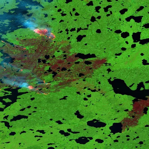 Wildfire near Unorganized Division No. 23 (Jun 26 #3) — Sentinel-2 SWIR (fuego)