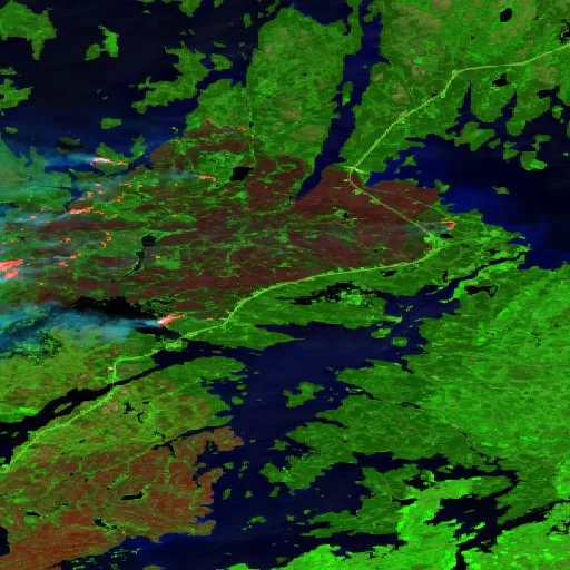 Wildfire near Unorganized Division No. 23 (Jun 26) — Sentinel-2 SWIR (fuego)