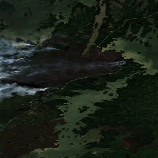 Wildfire near Unorganized Division No. 23 (Jun 26) — Sentinel-2 true color