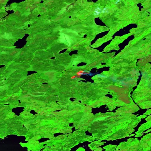 Incendio cerca de Rat Rapids (12 jul) — Sentinel-2 SWIR (fuego)