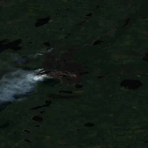 Wildfire near Unorganized Kenora District (Jun 27) — Sentinel-2 true color
