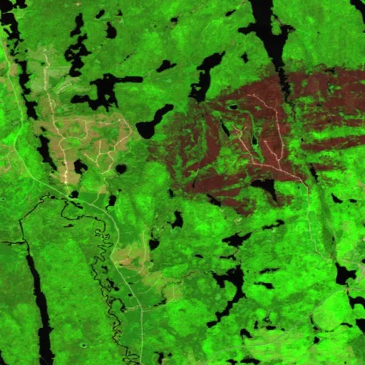 Wildfire near Gogama — Sentinel-2 SWIR (fuego)